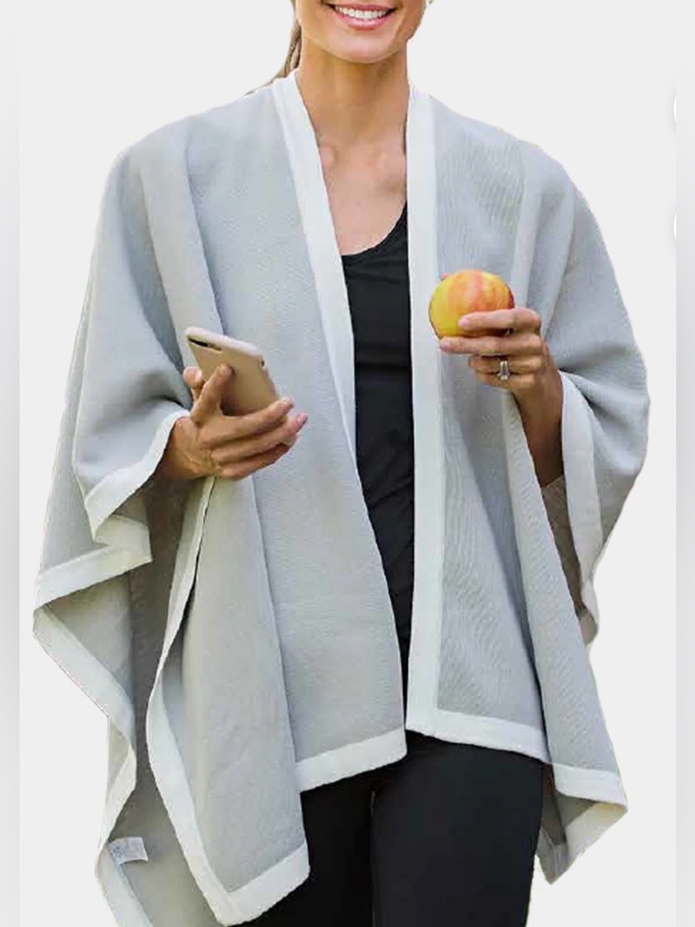 Mersea Gray Open-Front Shawl Cardigan Wrap